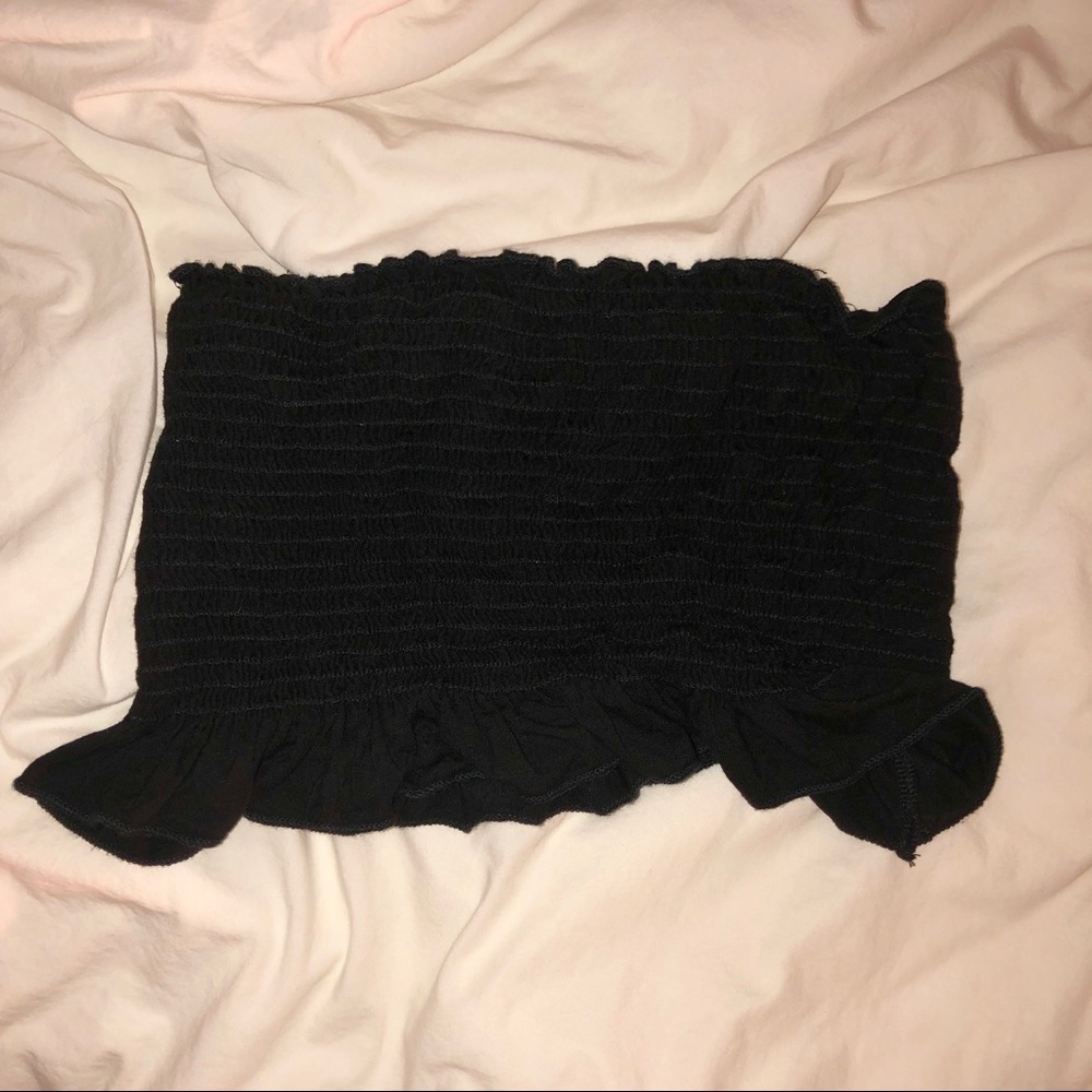 Black Ruffle Crop Top